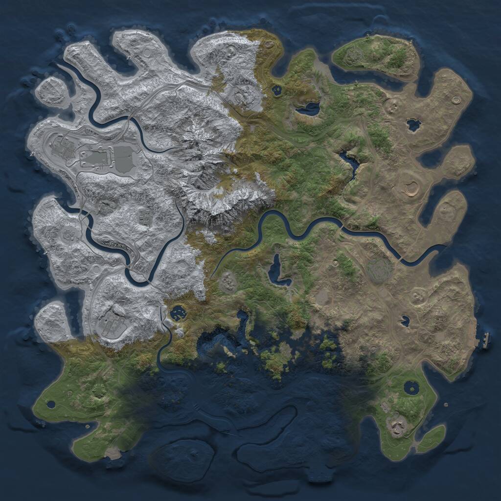 Rust Map: Procedural Map, Size: 5000, Seed: 453212489, 16 Monuments