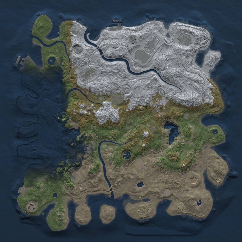 Rust Map: Procedural Map, Size: 4500, Seed: 543698757, 17 Monuments