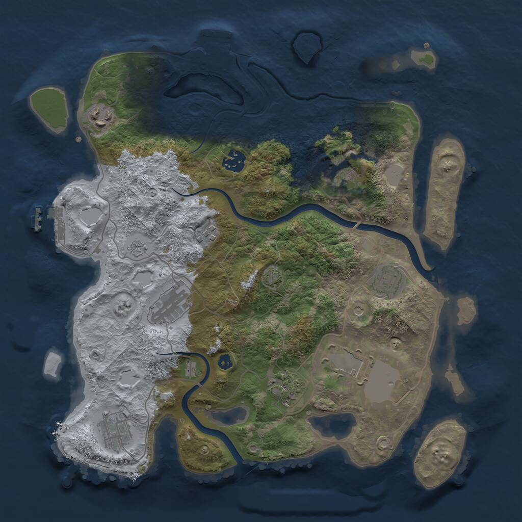Rust Map: Procedural Map, Size: 3500, Seed: 598811052, 15 Monuments