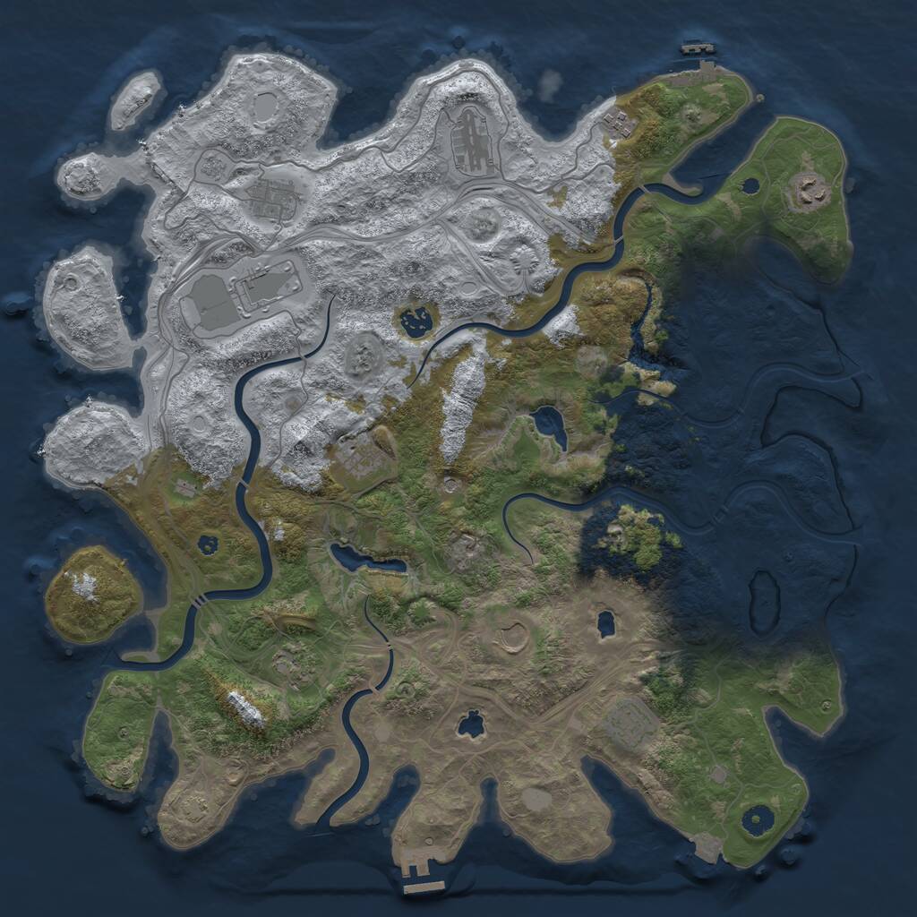 Rust Map: Procedural Map, Size: 4500, Seed: 20936776, 16 Monuments