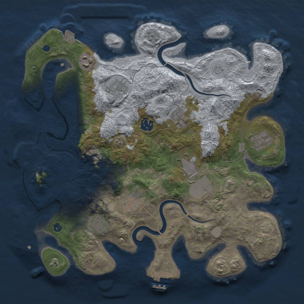 Rust Map: Procedural Map, Size: 3500, Seed: 769467267, 15 Monuments