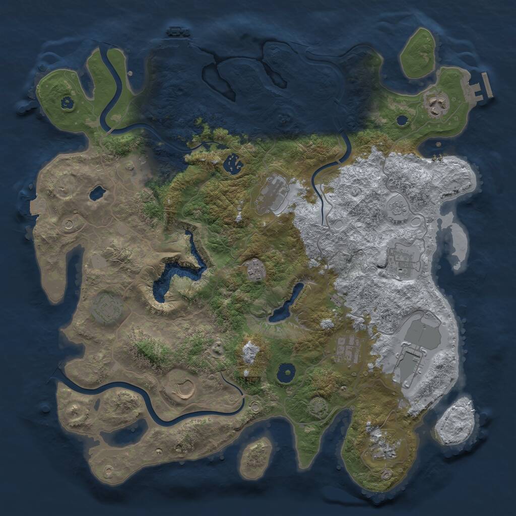 Rust Map: Procedural Map, Size: 4000, Seed: 1733402493, 17 Monuments