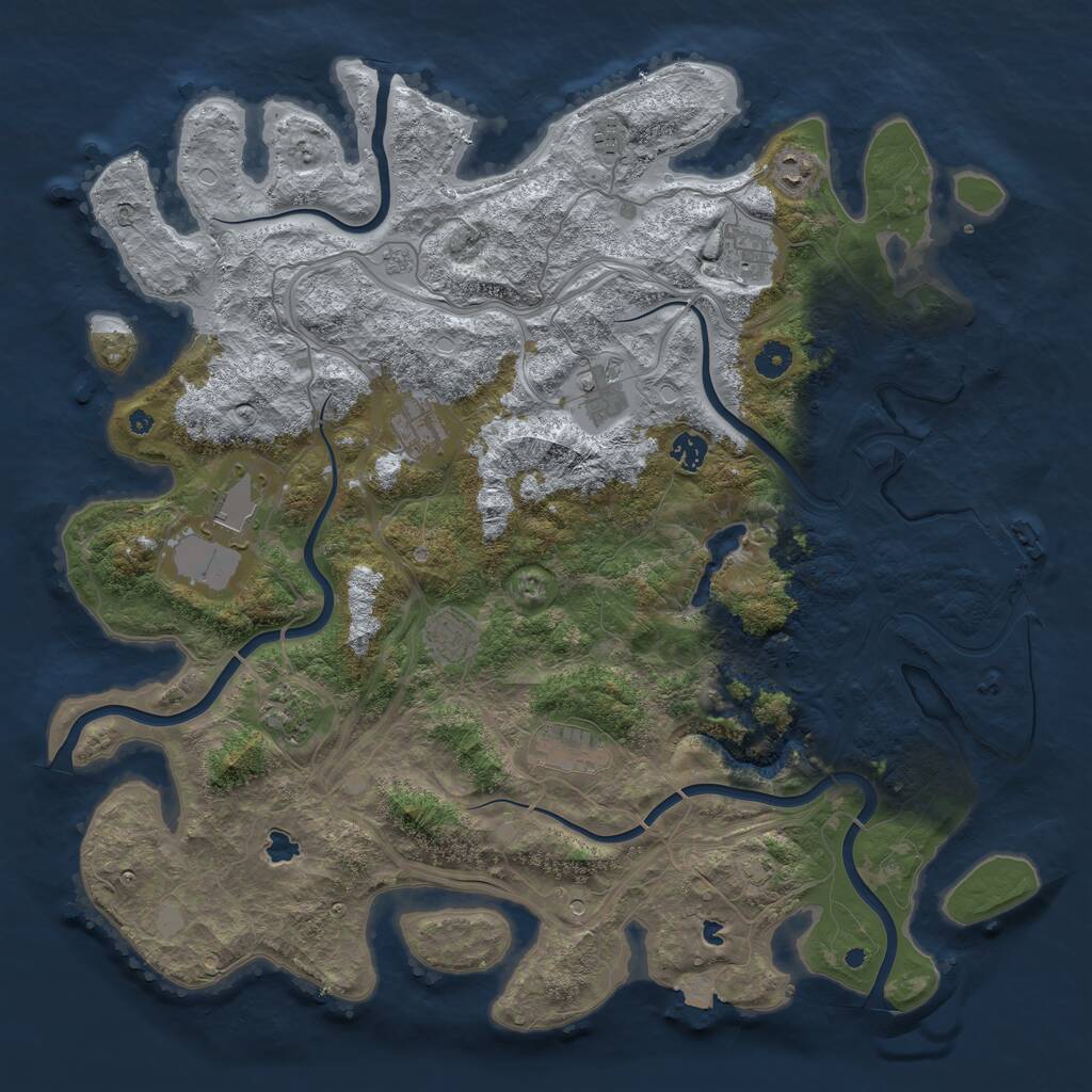 Rust Map: Procedural Map, Size: 4500, Seed: 69308476, 16 Monuments