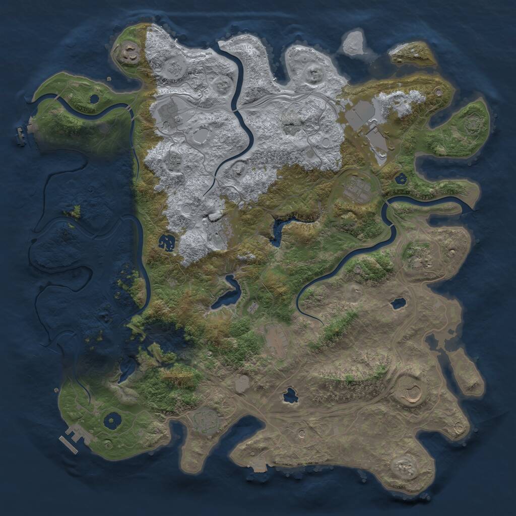 Rust Map: Procedural Map, Size: 4500, Seed: 552077837, 17 Monuments