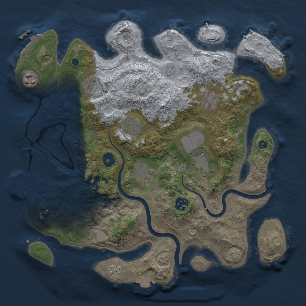 Rust Map: Procedural Map, Size: 3500, Seed: 317336750, 14 Monuments