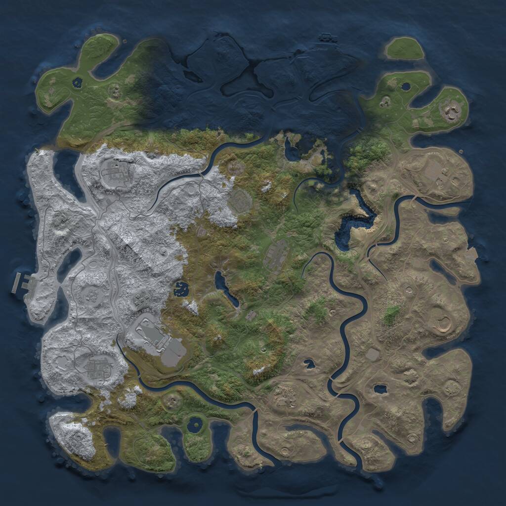 Rust Map: Procedural Map, Size: 4850, Seed: 844995391, 17 Monuments