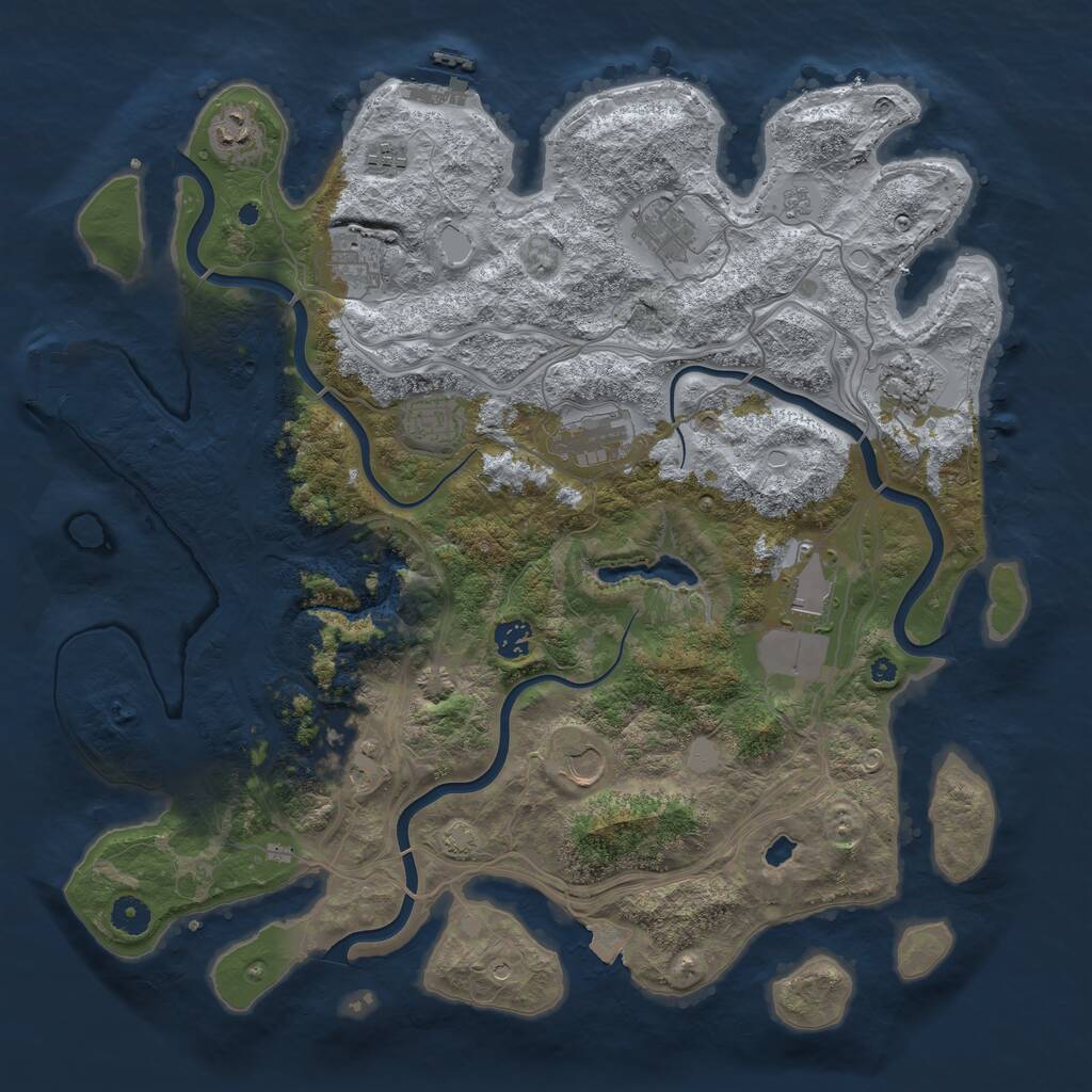 Rust Map: Procedural Map, Size: 4250, Seed: 1807794844, 17 Monuments
