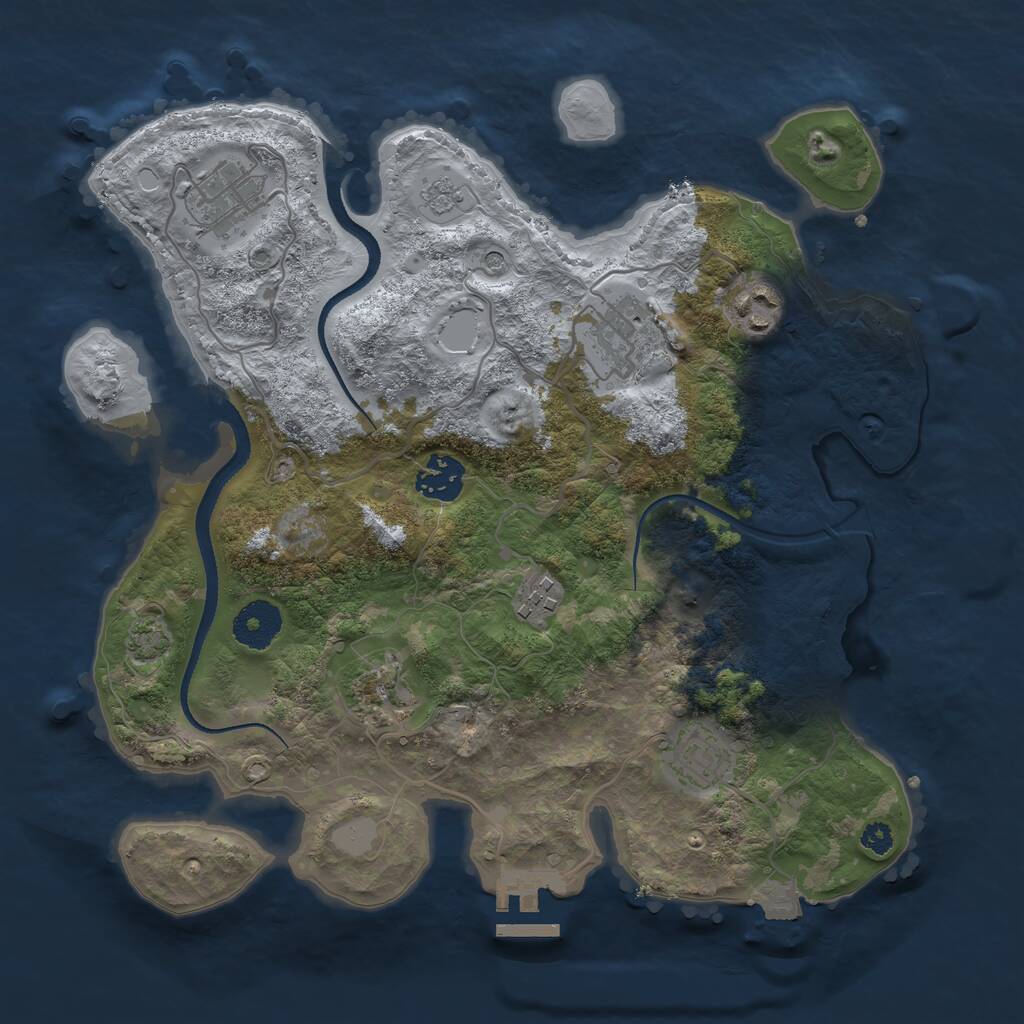 Rust Map: Procedural Map, Size: 3250, Seed: 624812926, 12 Monuments
