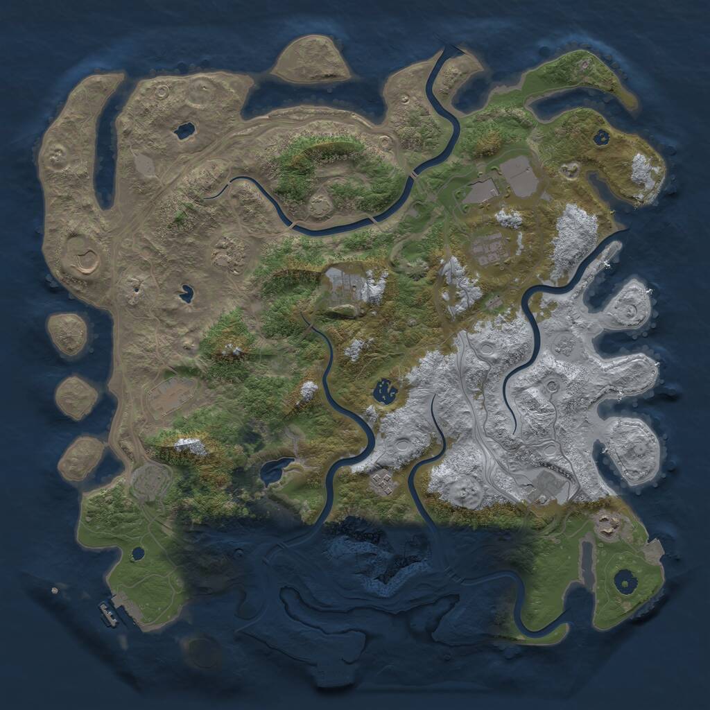 Rust Map: Procedural Map, Size: 4500, Seed: 742131010, 17 Monuments
