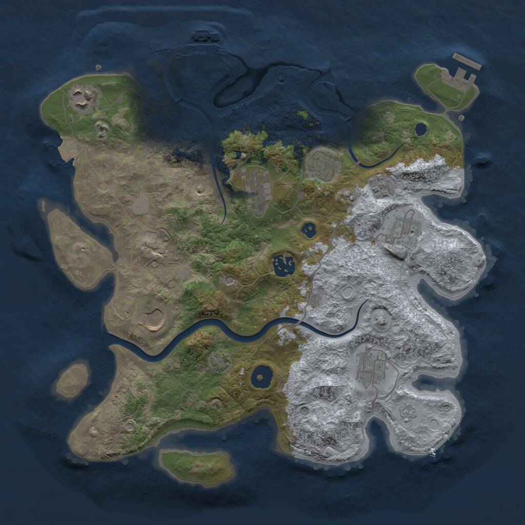 Rust Map: Procedural Map, Size: 3500, Seed: 1615724177, 14 Monuments
