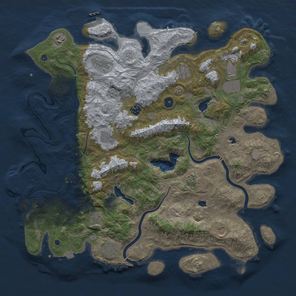Rust Map: Procedural Map, Size: 4500, Seed: 1638220050, 17 Monuments