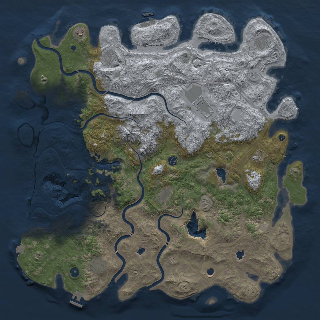 Rust Map: Procedural Map, Size: 5000, Seed: 2087878621, 16 Monuments