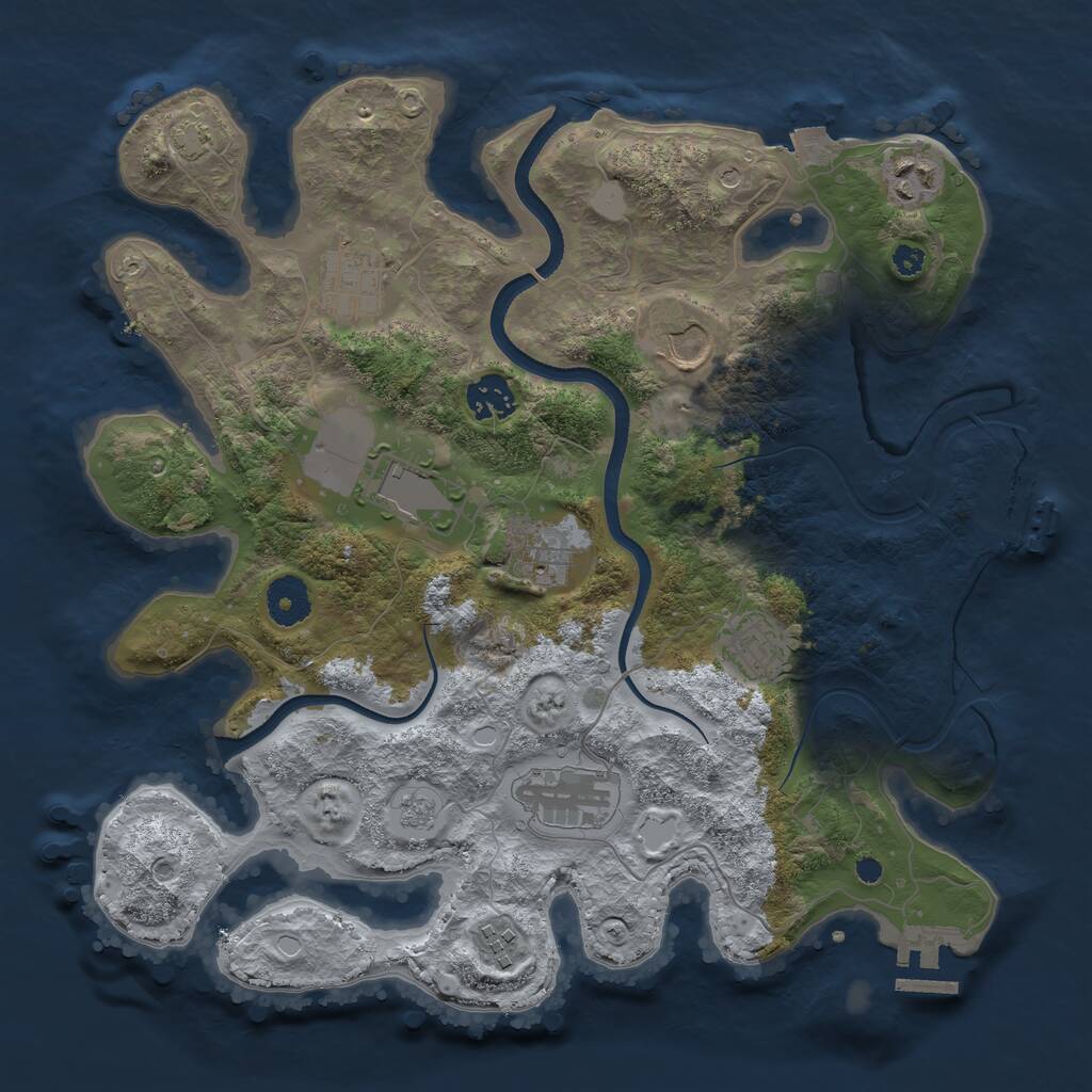 Rust Map: Procedural Map, Size: 3500, Seed: 822085225, 15 Monuments