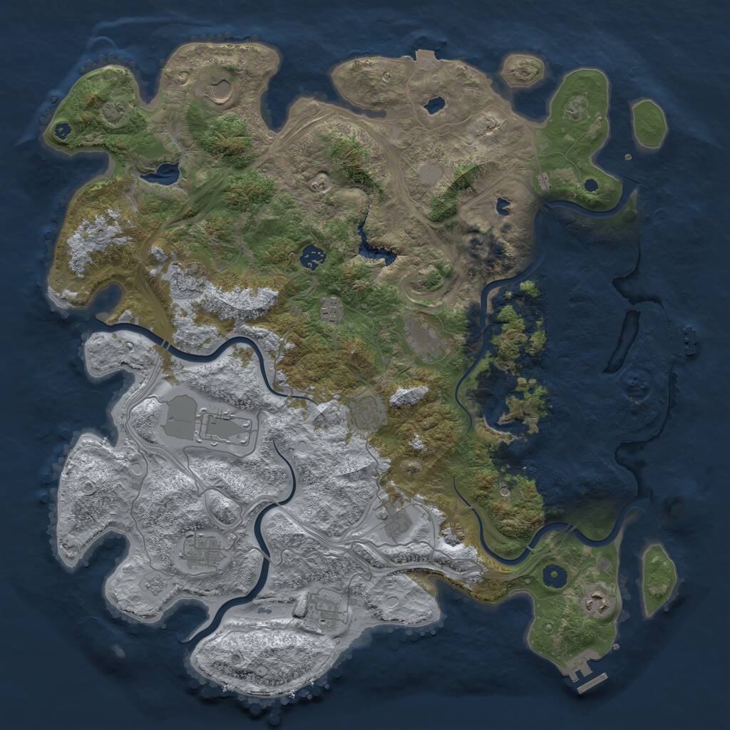 Rust Map: Procedural Map, Size: 4500, Seed: 1363533886, 17 Monuments