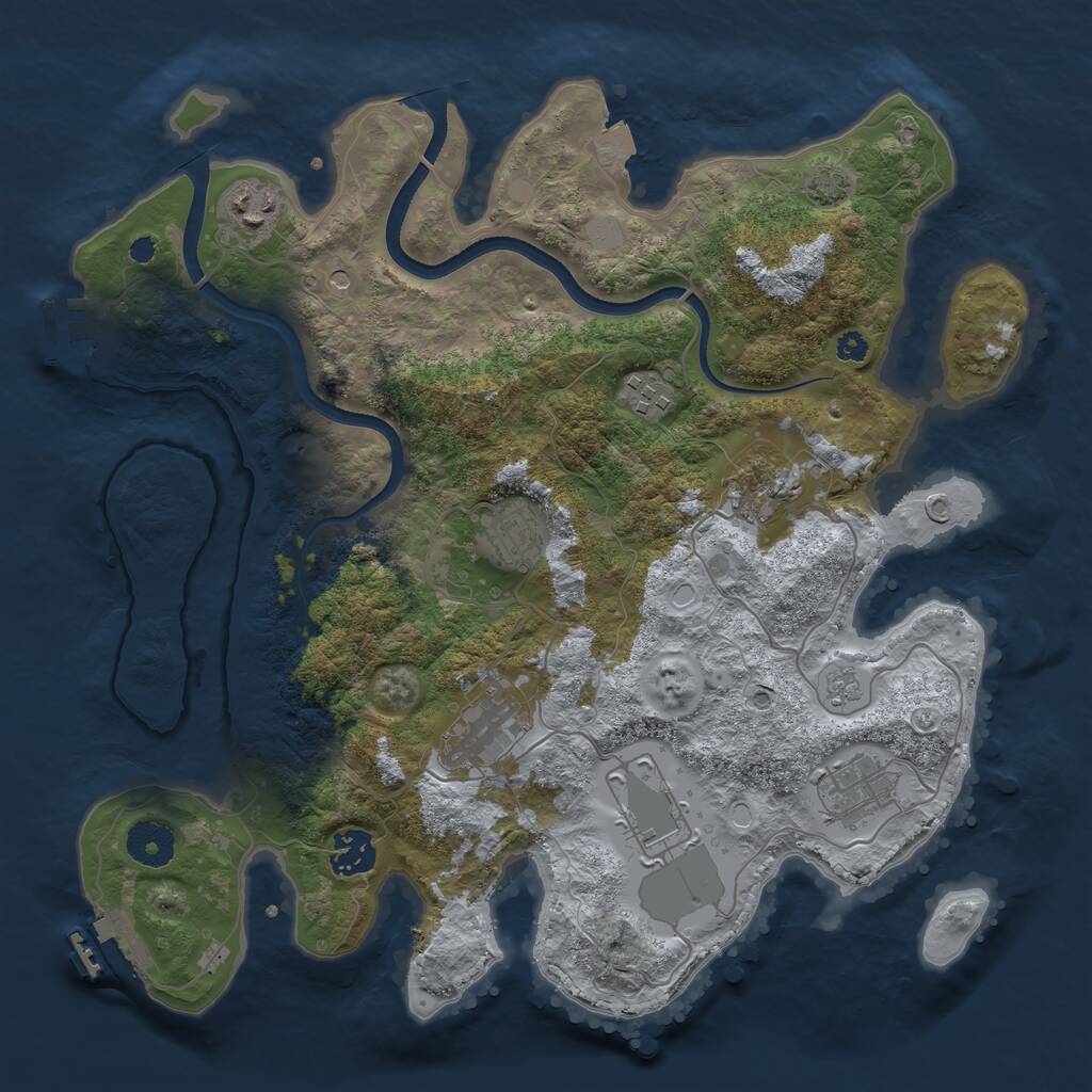 Rust Map: Procedural Map, Size: 3500, Seed: 861692449, 14 Monuments