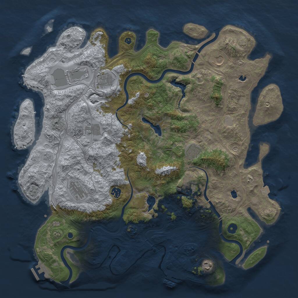 Rust Map: Procedural Map, Size: 4500, Seed: 957702346, 16 Monuments