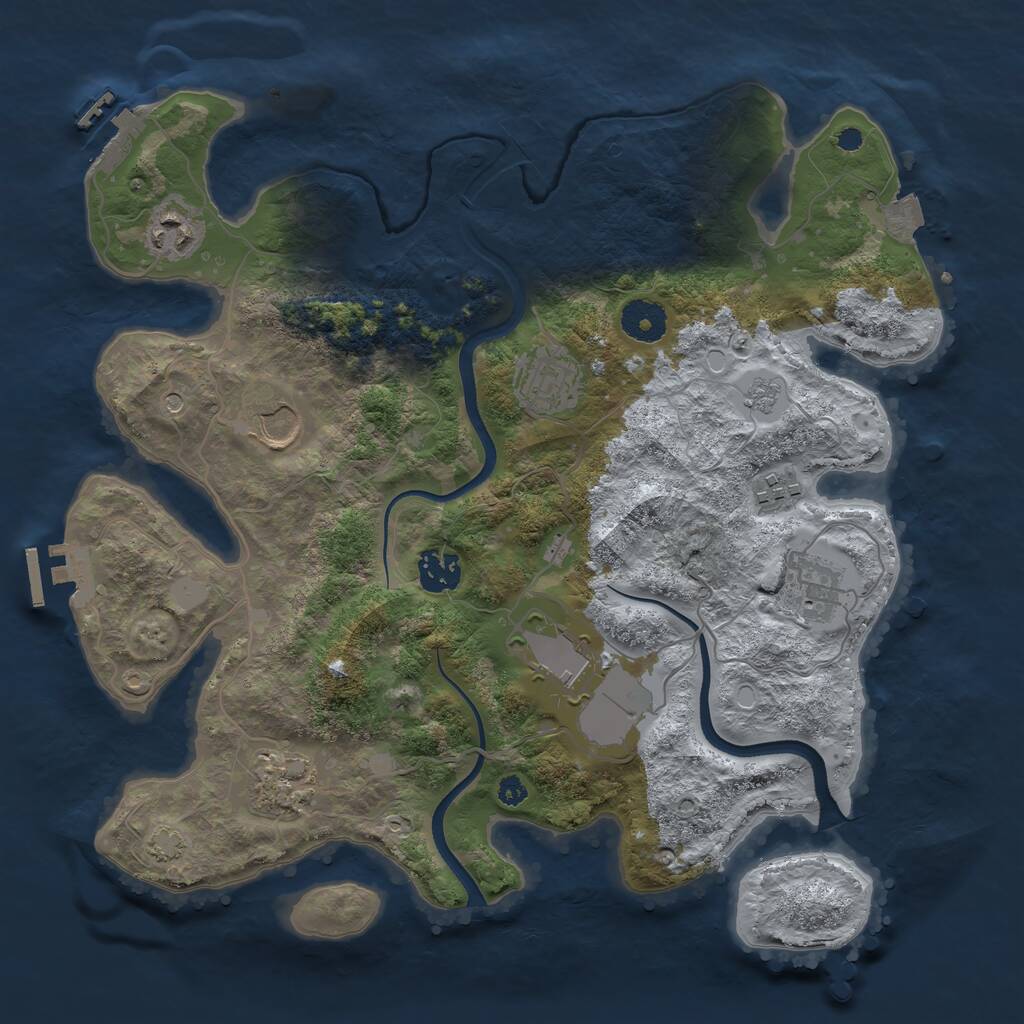 Rust Map: Procedural Map, Size: 3500, Seed: 644221, 14 Monuments