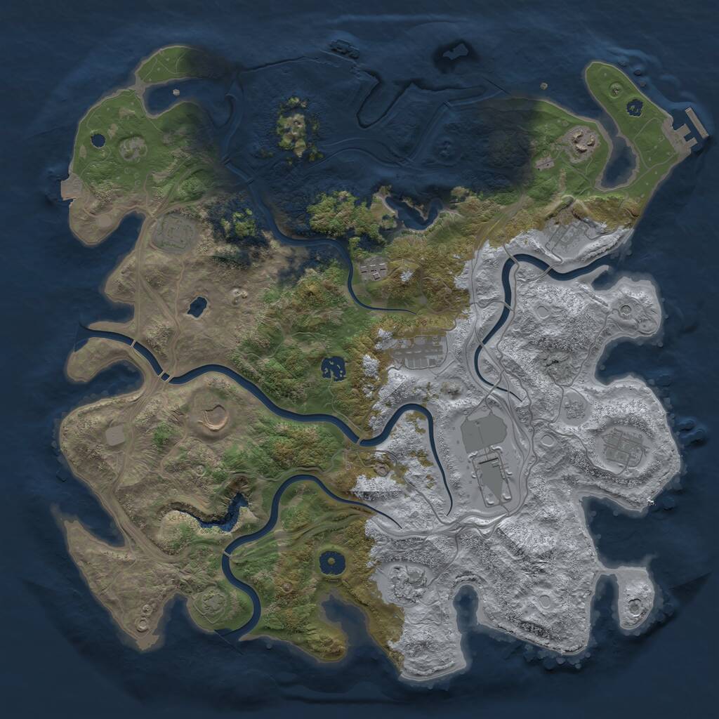 Rust Map: Procedural Map, Size: 4250, Seed: 41832, 16 Monuments