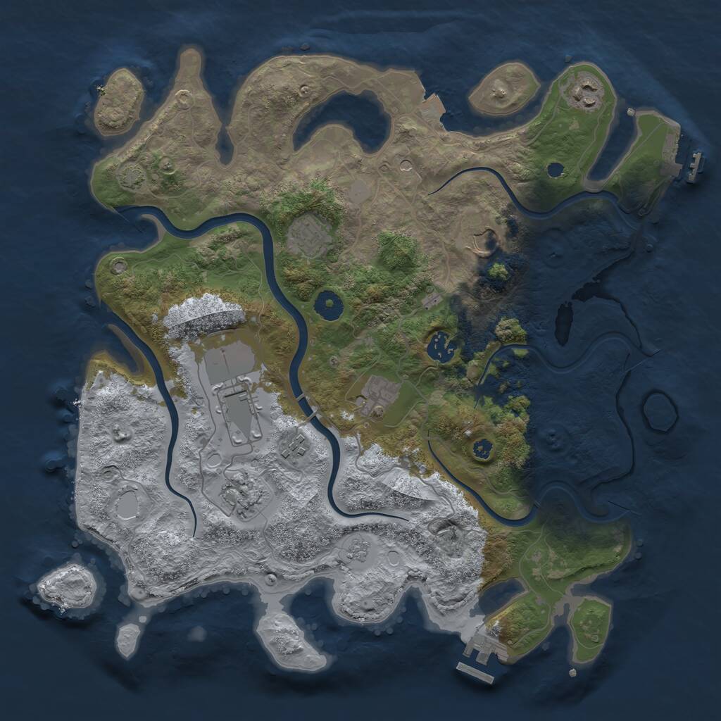 Rust Map: Procedural Map, Size: 3750, Seed: 1975671660, 14 Monuments