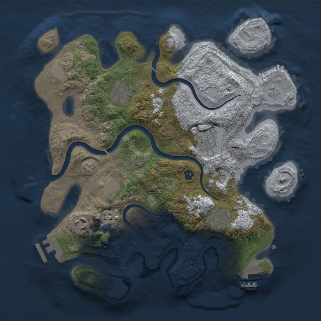 Rust Map: Procedural Map, Size: 3200, Seed: 1279527148, 12 Monuments