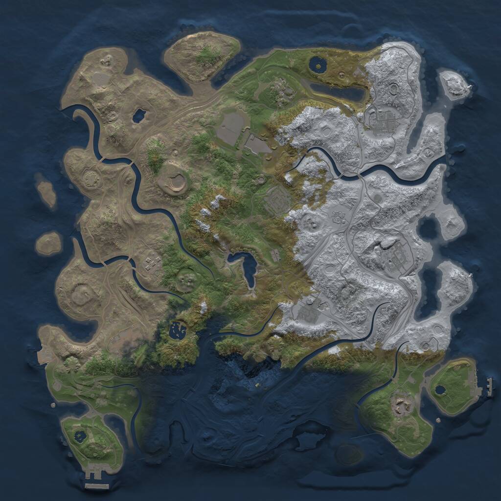 Rust Map: Procedural Map, Size: 4250, Seed: 198299596, 17 Monuments