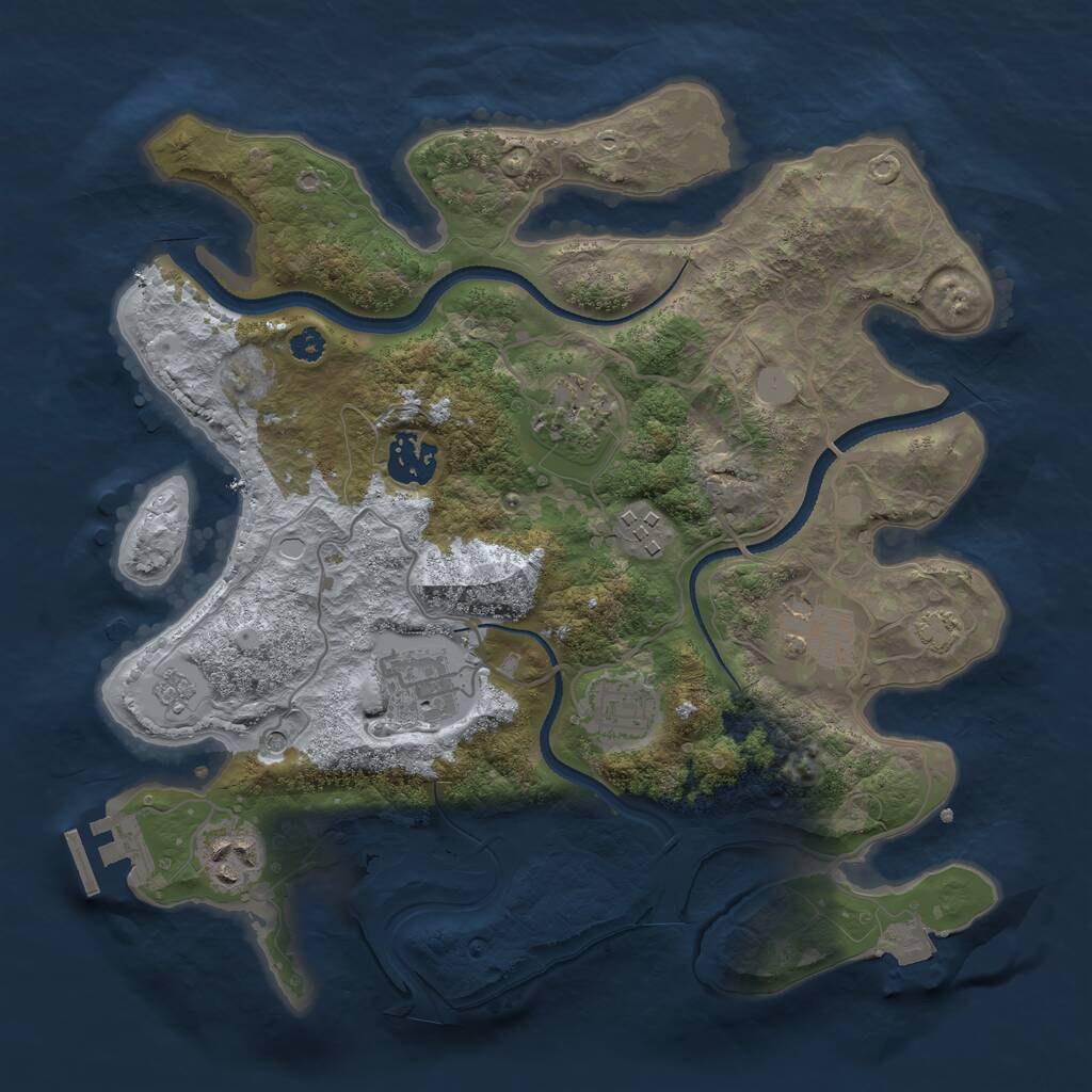 Rust Map: Procedural Map, Size: 3200, Seed: 1241091946, 12 Monuments