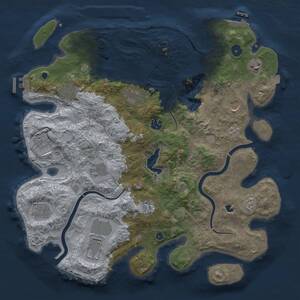 Thumbnail Rust Map: Procedural Map, Size: 4000, Seed: 1075143893, 17 Monuments