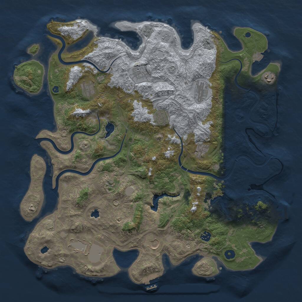 Rust Map: Procedural Map, Size: 4500, Seed: 528725062, 17 Monuments