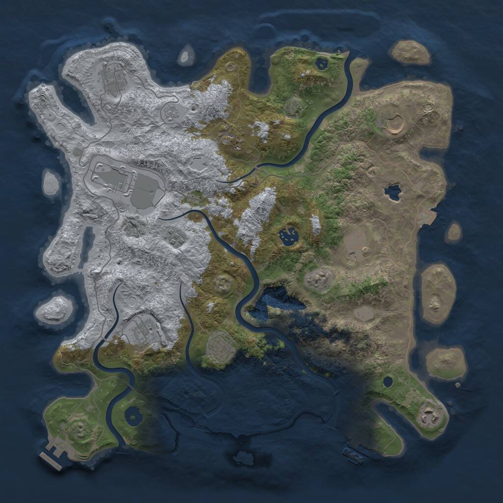 Rust Map: Procedural Map, Size: 4000, Seed: 960423725, 16 Monuments