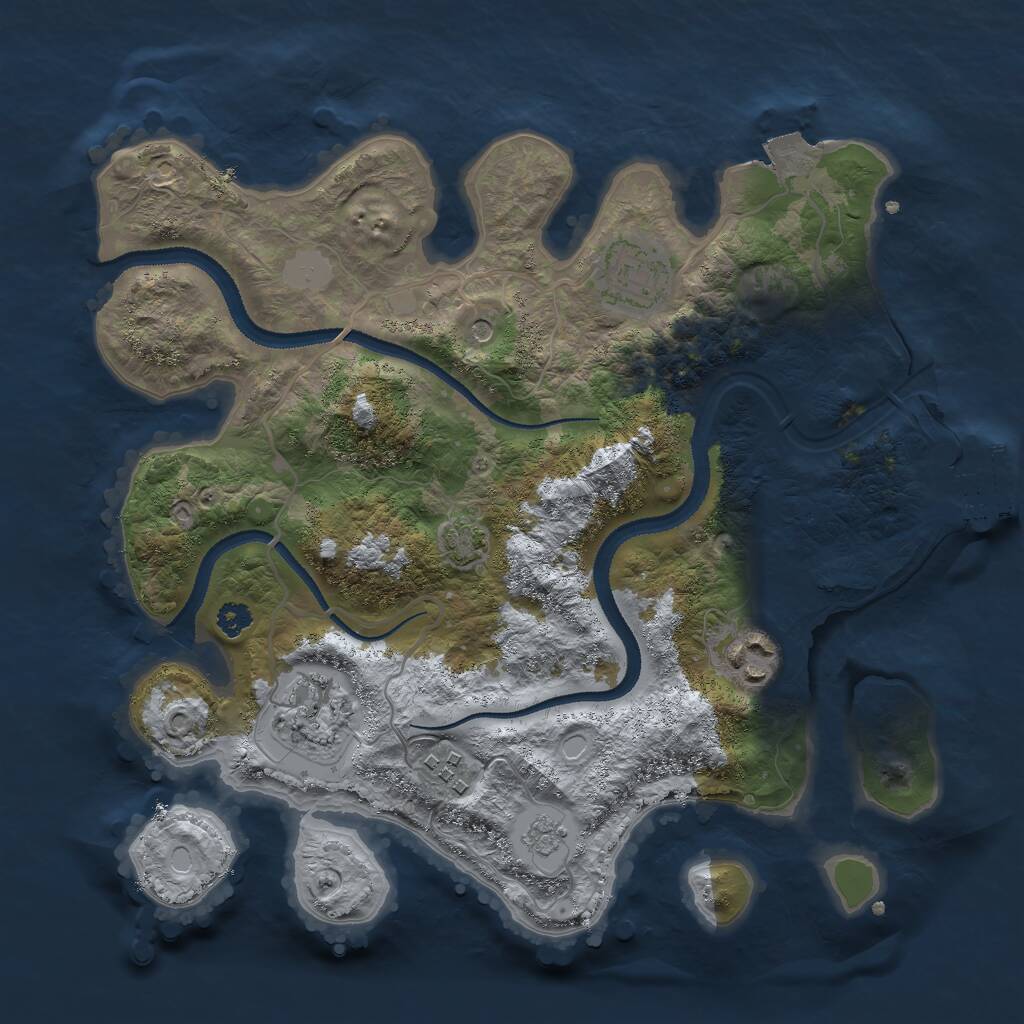 Rust Map: Procedural Map, Size: 3000, Seed: 1950960346, 9 Monuments