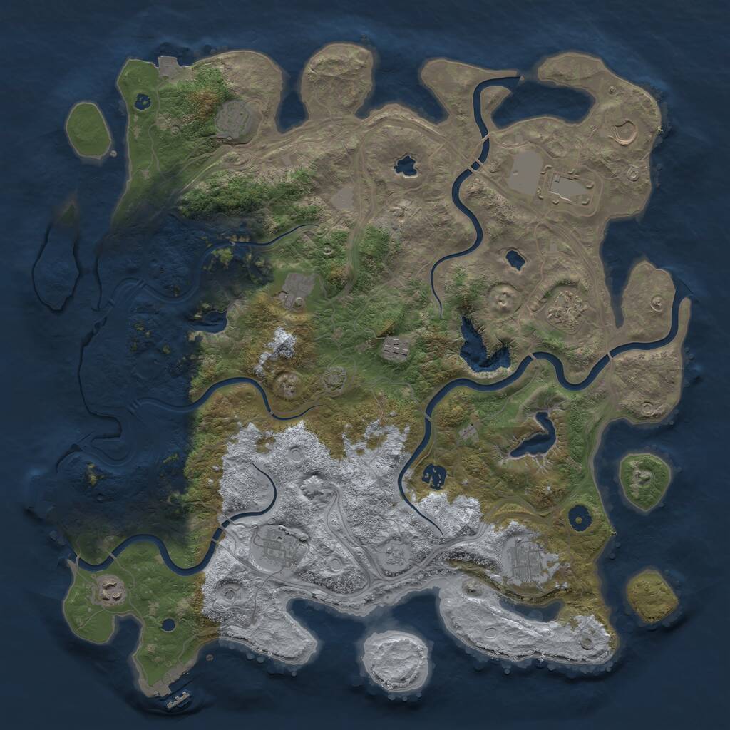Rust Map: Procedural Map, Size: 4500, Seed: 2076003990, 16 Monuments