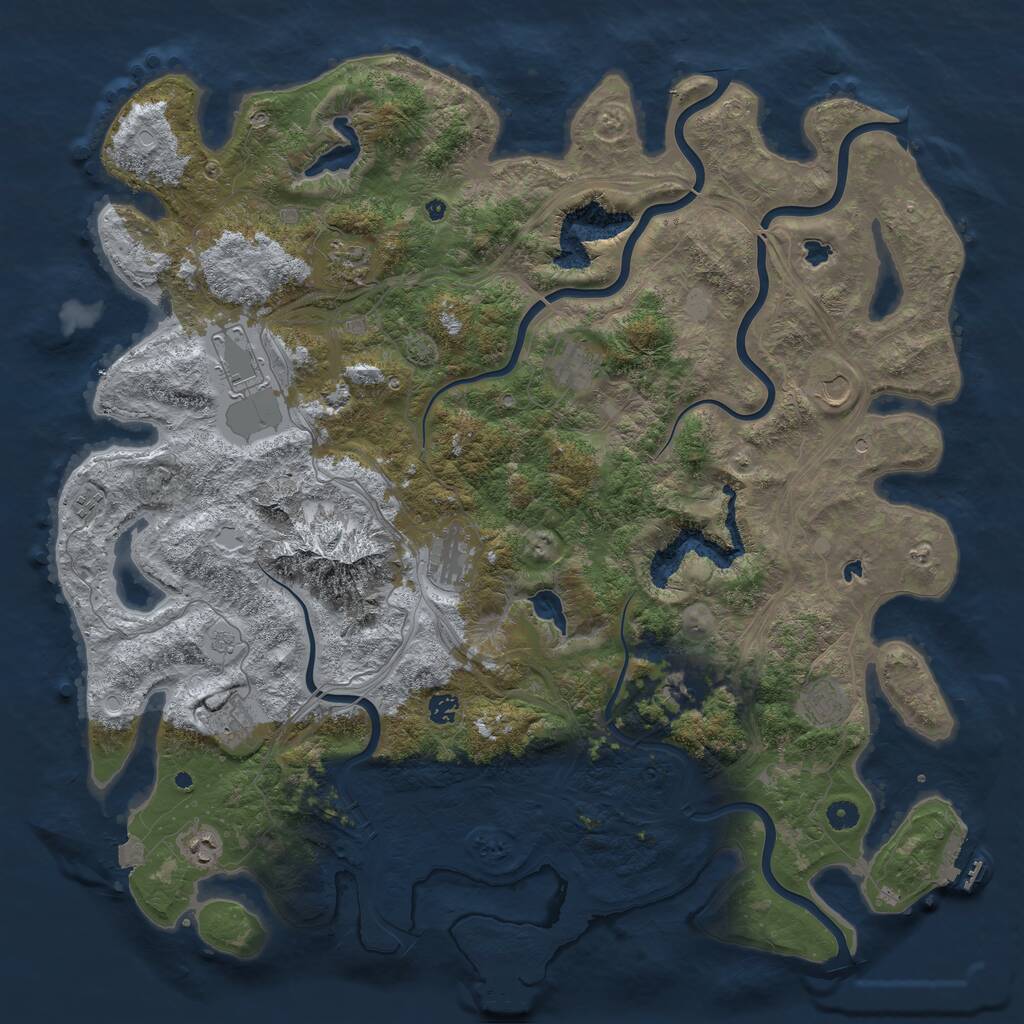 Rust Map: Procedural Map, Size: 5000, Seed: 1570629834, 17 Monuments