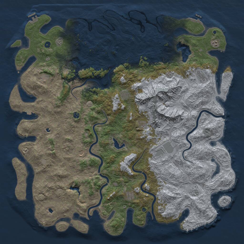 Rust Map: Procedural Map, Size: 6000, Seed: 912226659, 17 Monuments