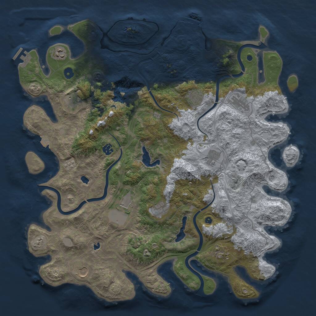 Rust Map: Procedural Map, Size: 4500, Seed: 163049018, 17 Monuments