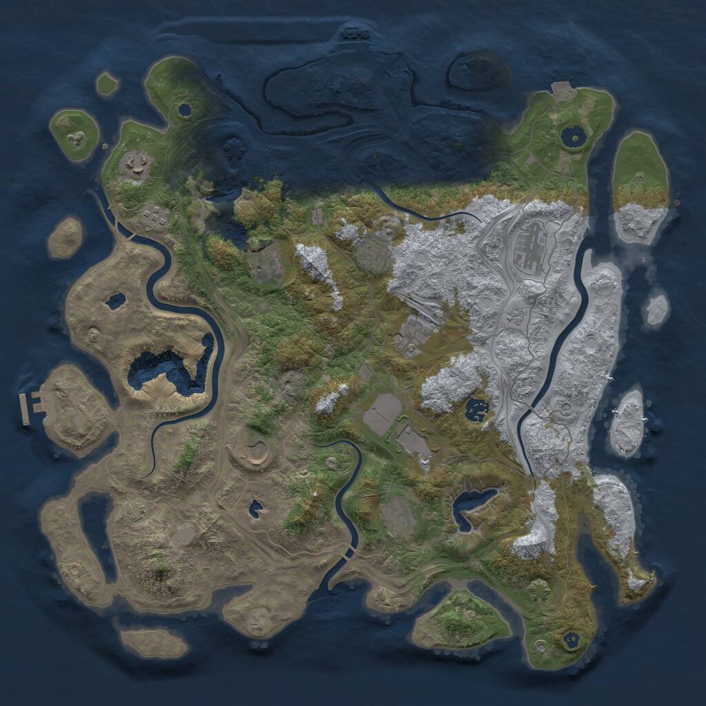 Rust Map: Procedural Map, Size: 4500, Seed: 54290090, 16 Monuments