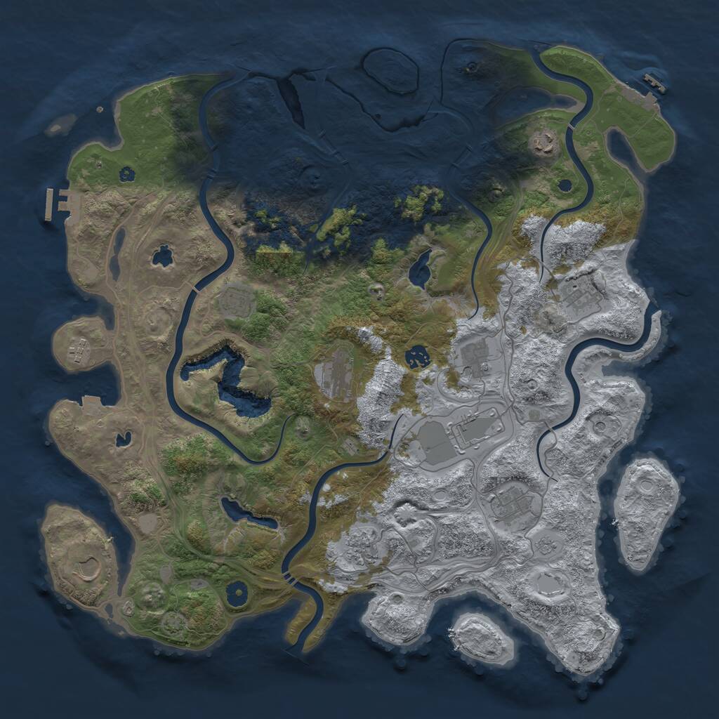 Rust Map: Procedural Map, Size: 4500, Seed: 2125209480, 17 Monuments