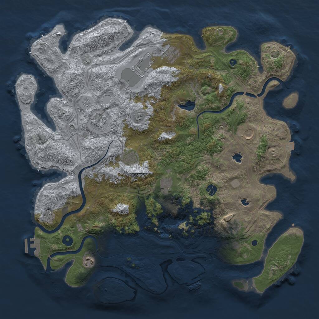 Rust Map: Procedural Map, Size: 4500, Seed: 813821290, 16 Monuments