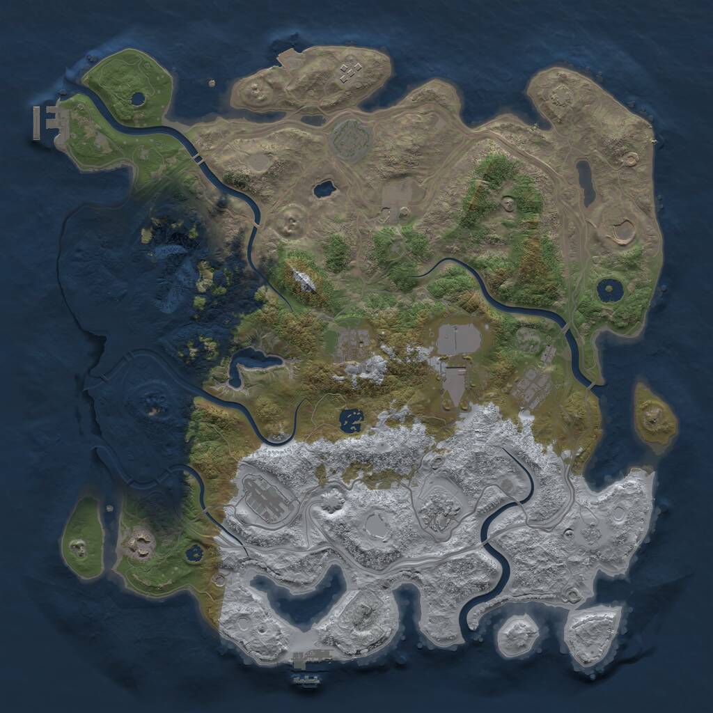 Rust Map: Procedural Map, Size: 4250, Seed: 522111409, 17 Monuments