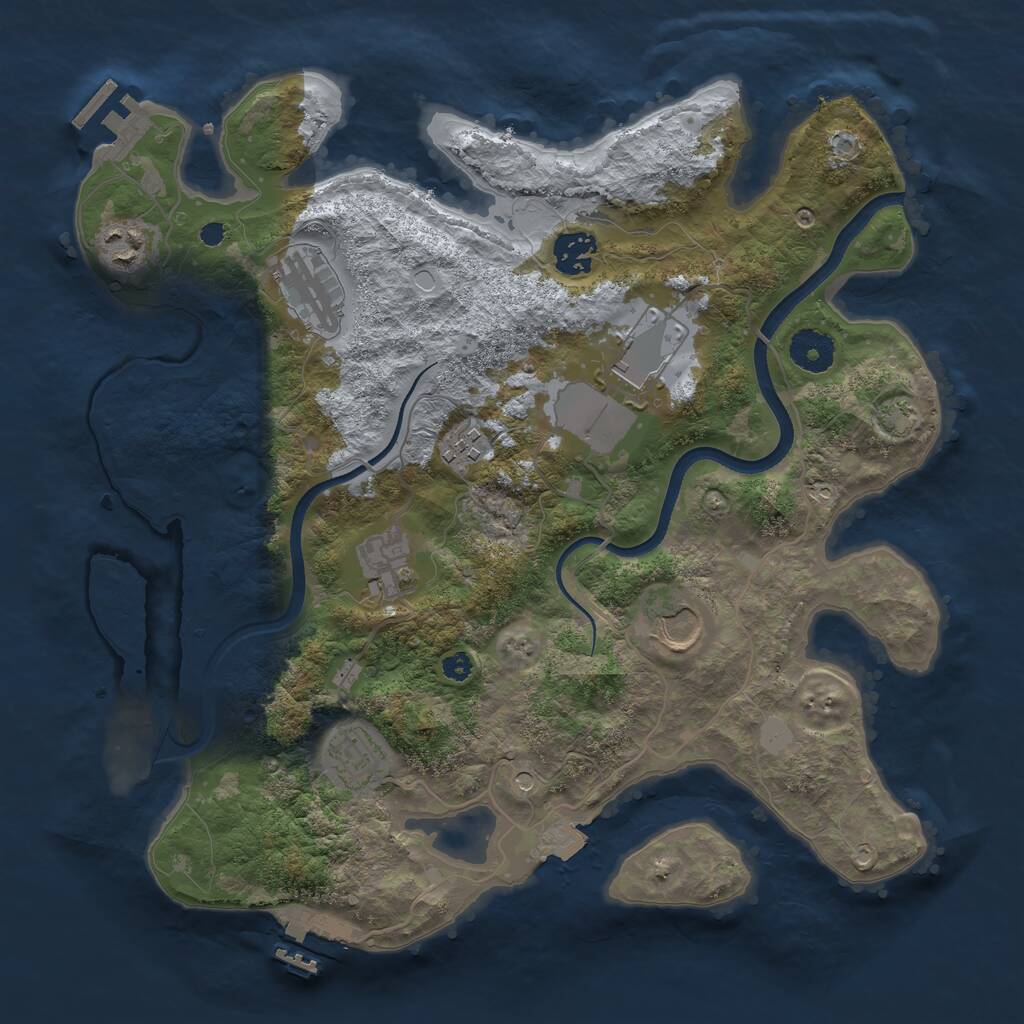 Rust Map: Procedural Map, Size: 3500, Seed: 375784296, 13 Monuments