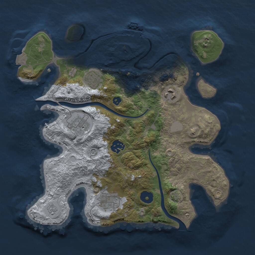 Rust Map: Procedural Map, Size: 3000, Seed: 1209416973, 11 Monuments