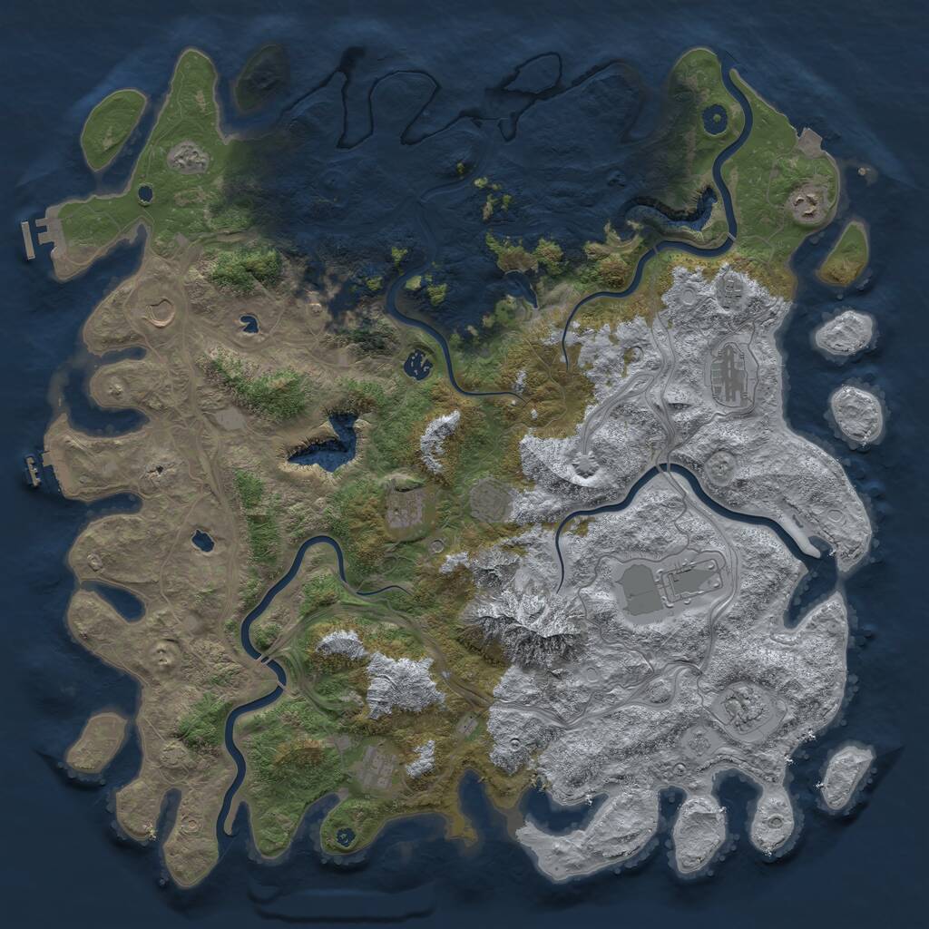 Rust Map: Procedural Map, Size: 5000, Seed: 2053856835, 17 Monuments