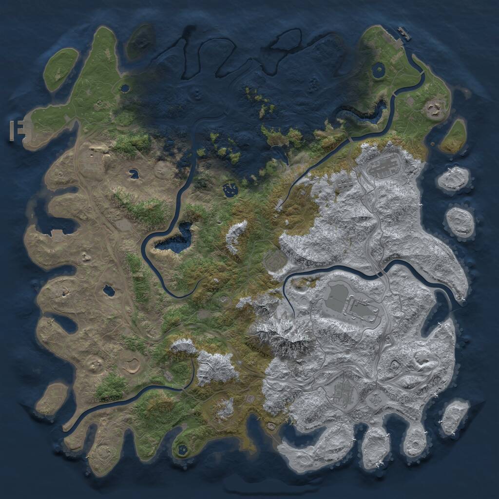 Rust Map: Procedural Map, Size: 5000, Seed: 2053856835, 16 Monuments