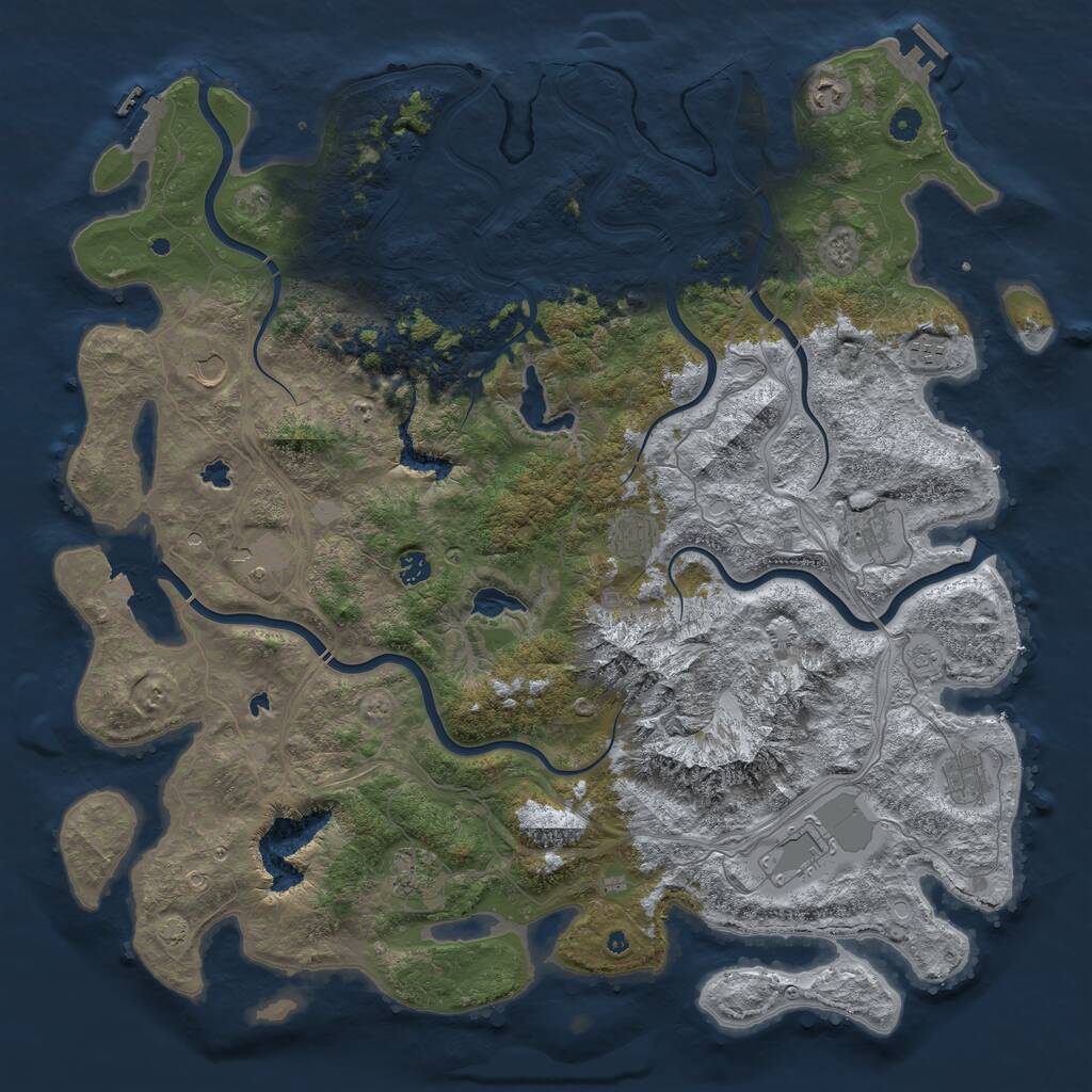 Rust Map: Procedural Map, Size: 5000, Seed: 1892, 16 Monuments