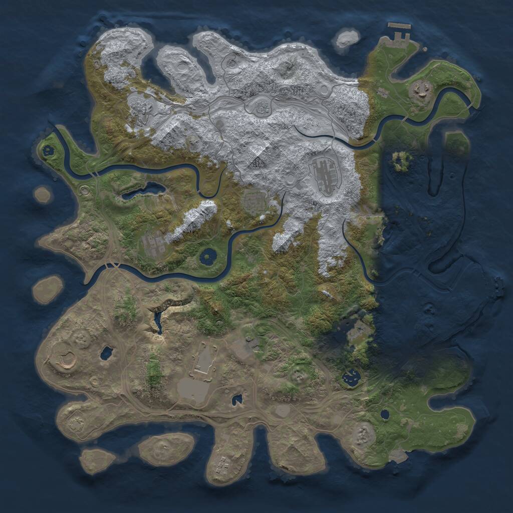 Rust Map: Procedural Map, Size: 4500, Seed: 327649489, 17 Monuments