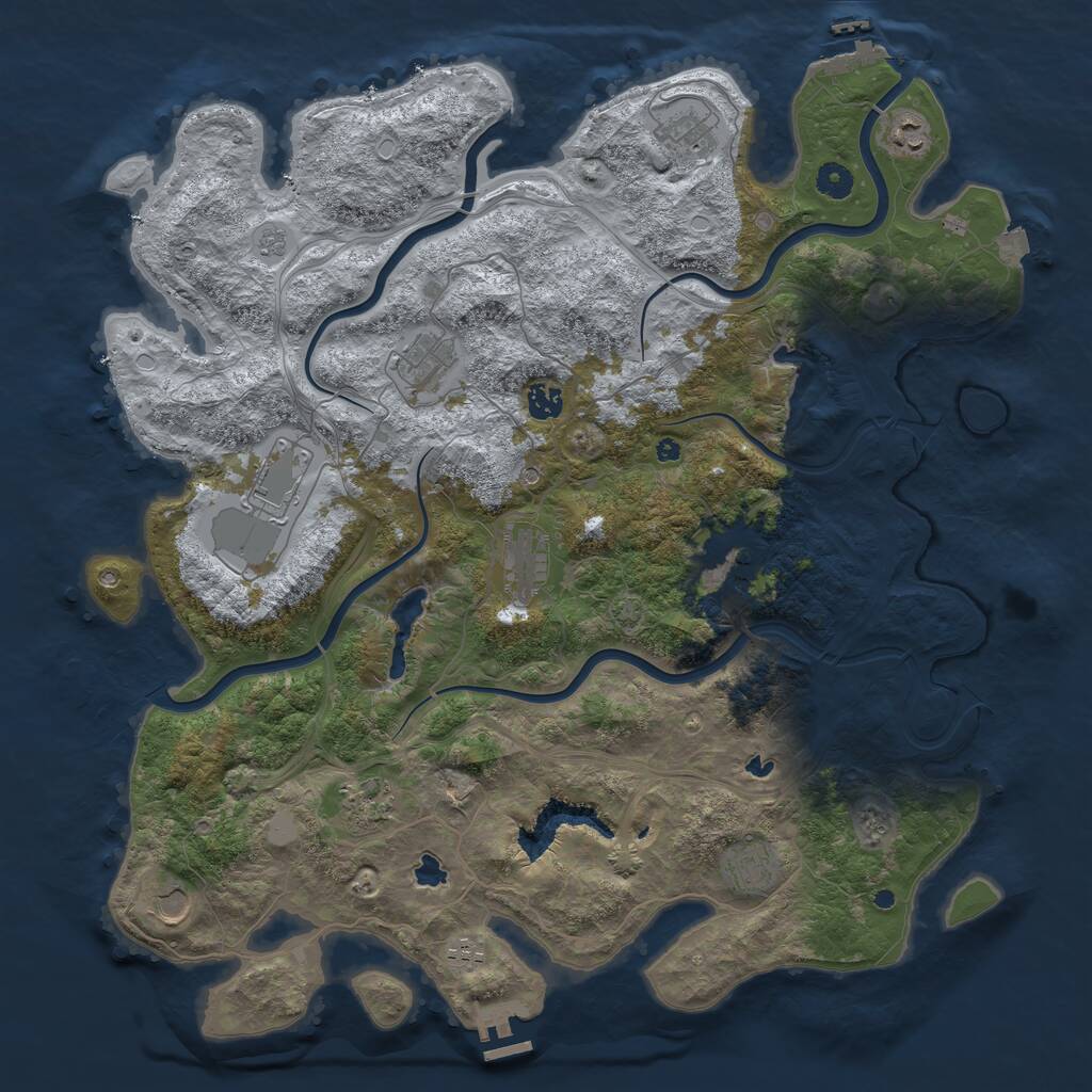 Rust Map: Procedural Map, Size: 4500, Seed: 9042025, 17 Monuments