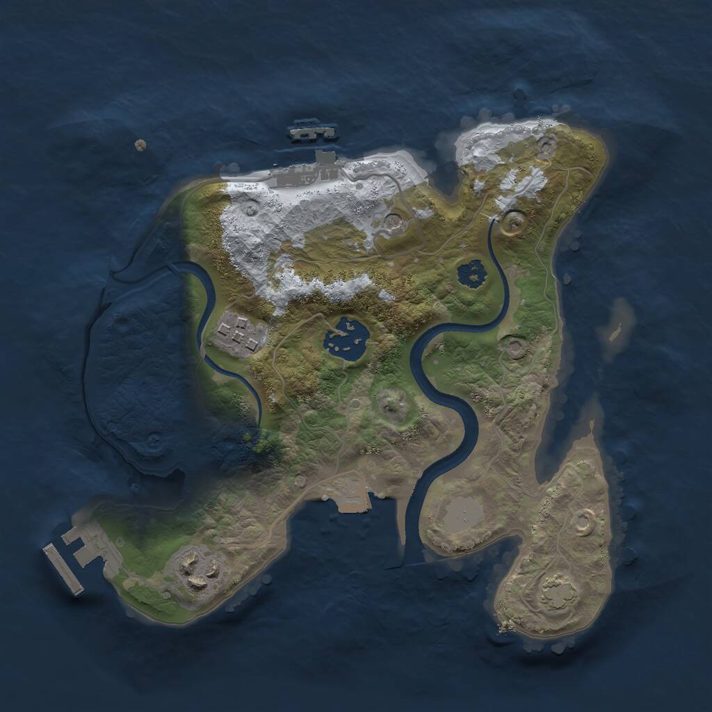 Rust Map: Procedural Map, Size: 2500, Seed: 1201027825, 8 Monuments
