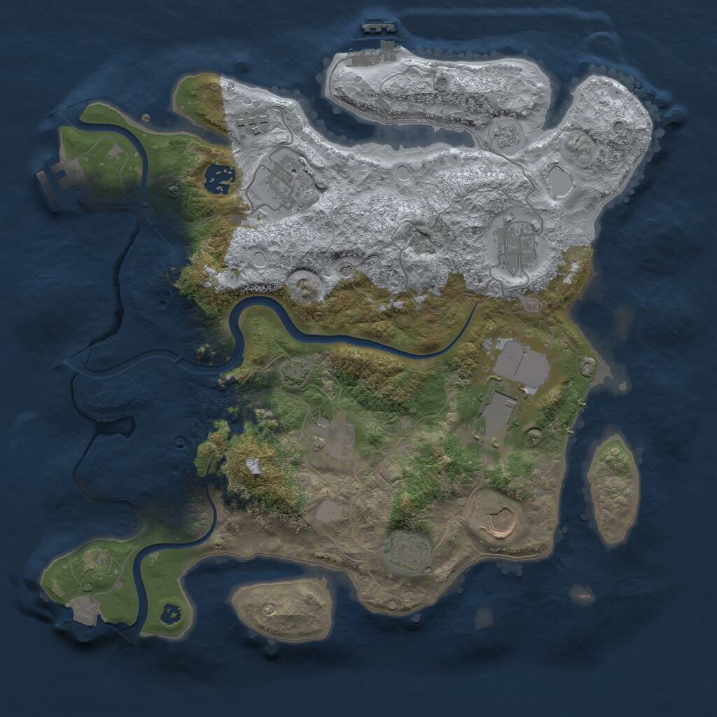 Rust Map: Procedural Map, Size: 3500, Seed: 1698707469, 14 Monuments