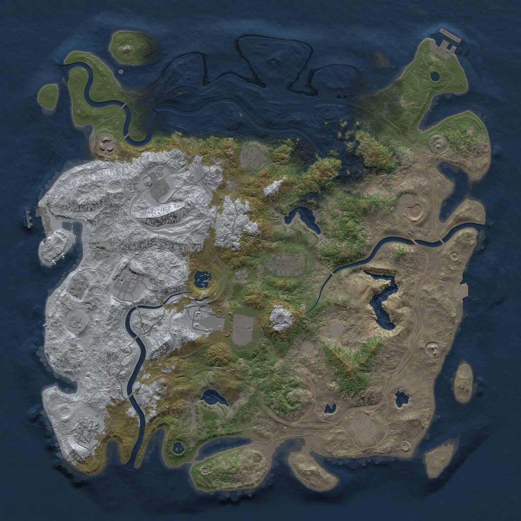 Rust Map: Procedural Map, Size: 4500, Seed: 1483037009, 17 Monuments