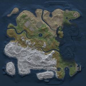 Thumbnail Rust Map: Procedural Map, Size: 3500, Seed: 1744189388, 14 Monuments