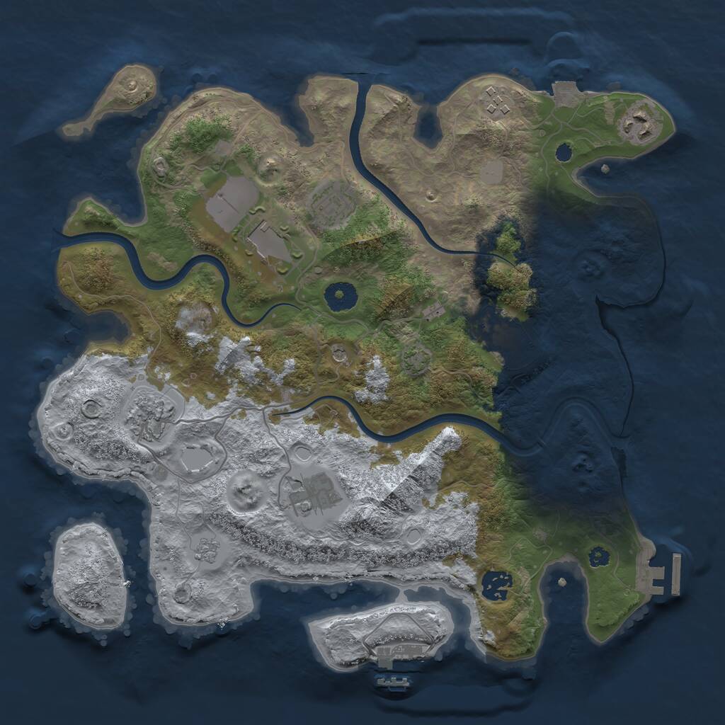 Rust Map: Procedural Map, Size: 3500, Seed: 1744189388, 14 Monuments